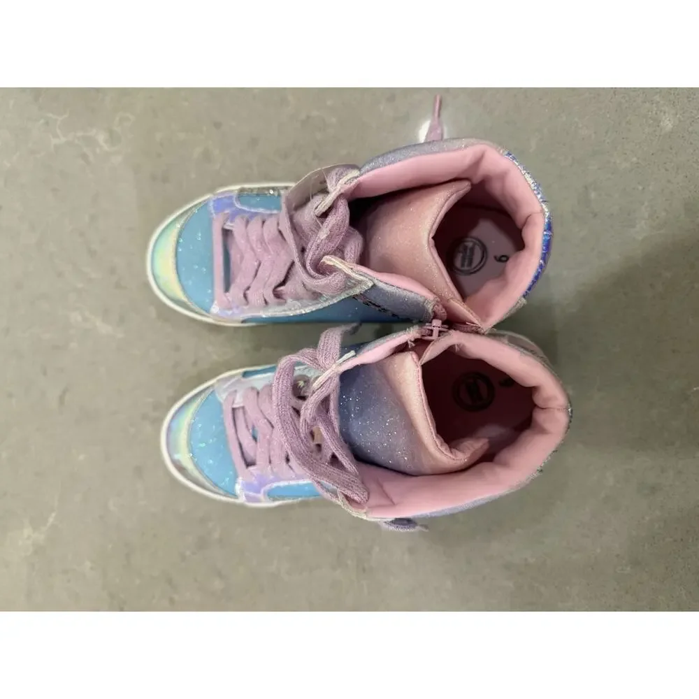 Wonder Nation Big Girls Colorful Glitter High Top Sneaker Pink Blue Size 6 NEW